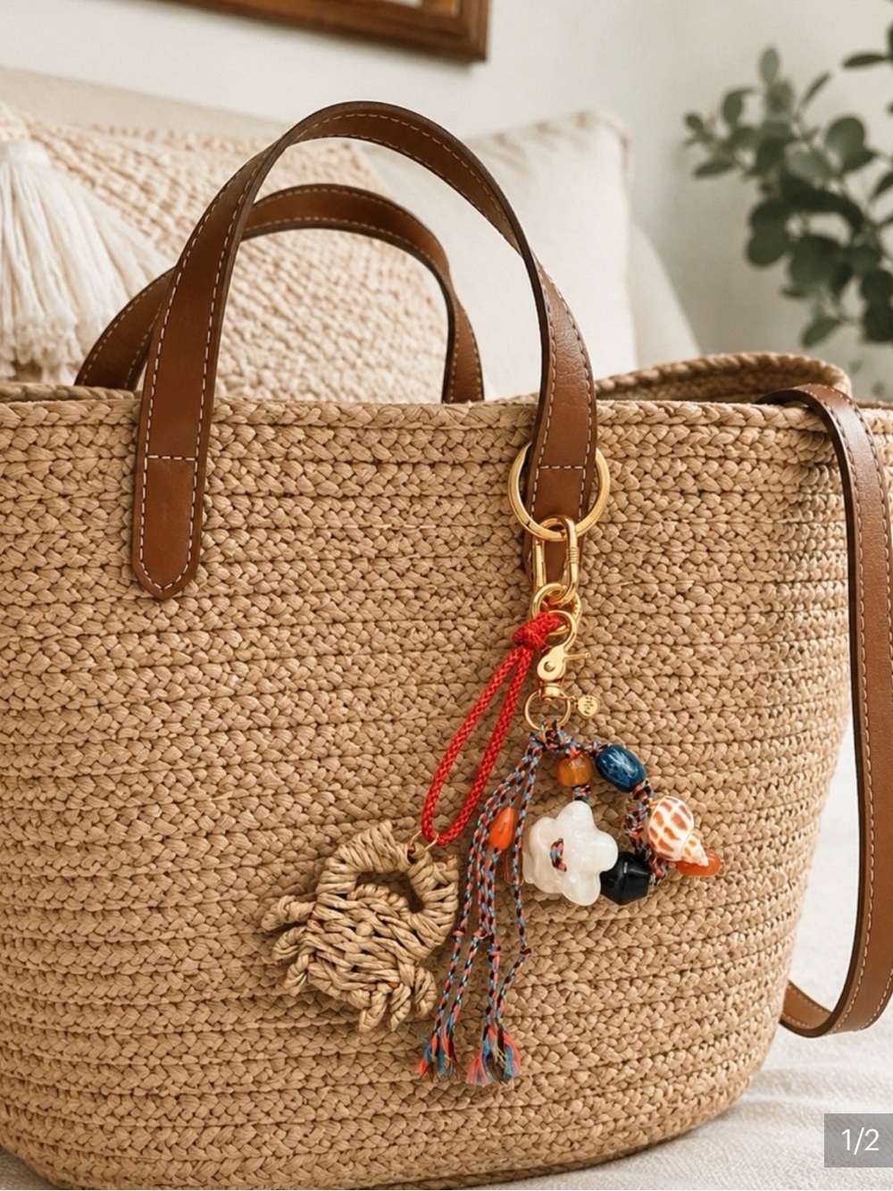 Bohemian Multicolor Tassel Shell Woven Crab Bead Purse Charm MAYAMAR New in Bag